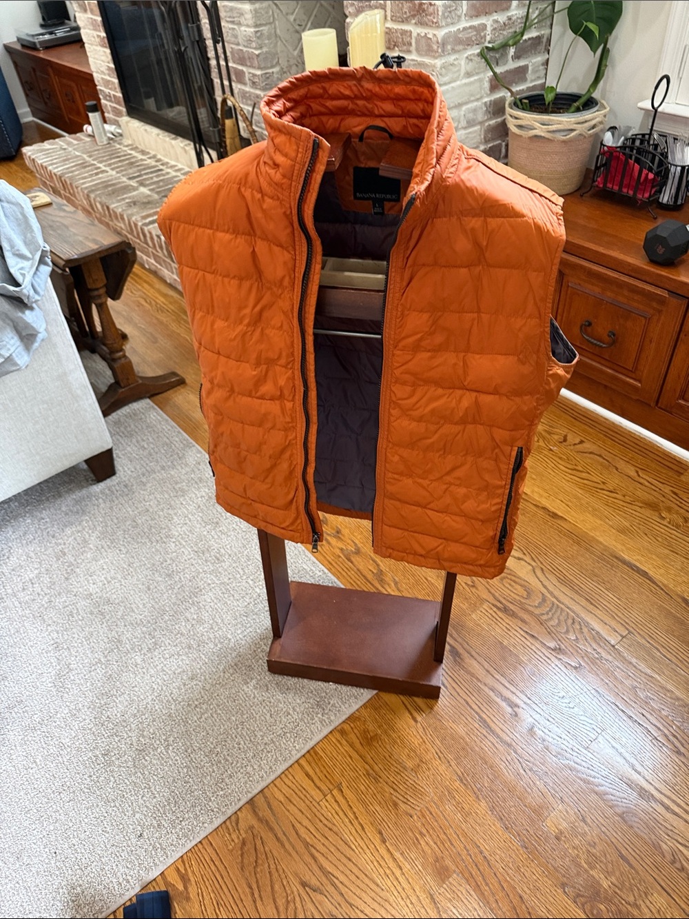Banana Republic Orange Quilted Puffer Vest - Sleeveless Layer